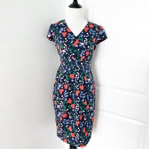 Ports 1961 Navy Floral Midi Dress - Size 2